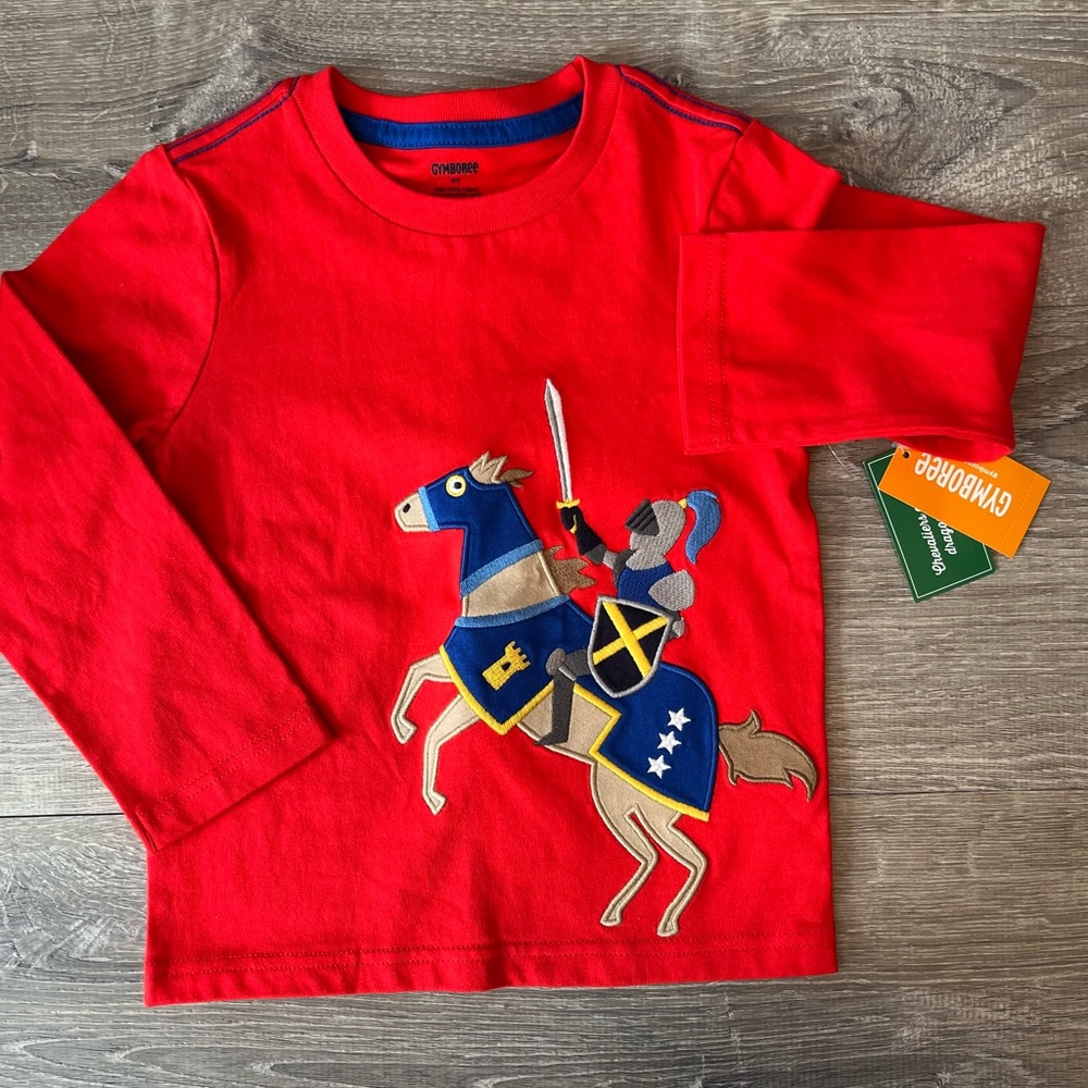 Gymboree Red Long Sleeve Tee with Graphic Design